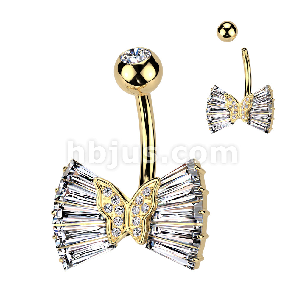 316L Surgical Steel 316L Surgical Steel CZ Ribbon With CZ Butterfly... - Image 3