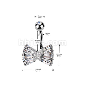 316L Surgical Steel 316L Surgical Steel CZ Ribbon With CZ Butterfly... - Image 4