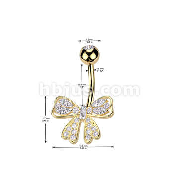 316L Surgical Steel 316L Surgical Steel Pave CZ Ribbon Belly Button... - Image 4