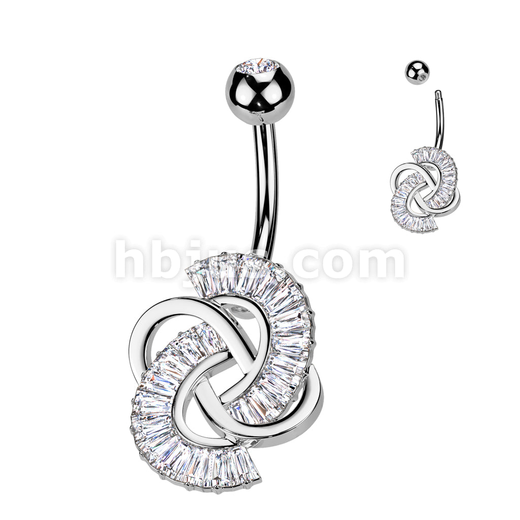 316L Surgical Steel 316L Surgical Steel Baguette CZ Knot Belly Button... - Image 2