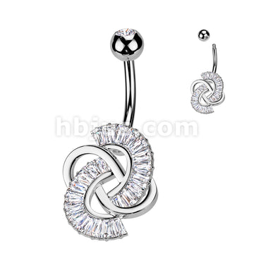 316L Surgical Steel 316L Surgical Steel Baguette CZ Knot Belly Button... - Image 2