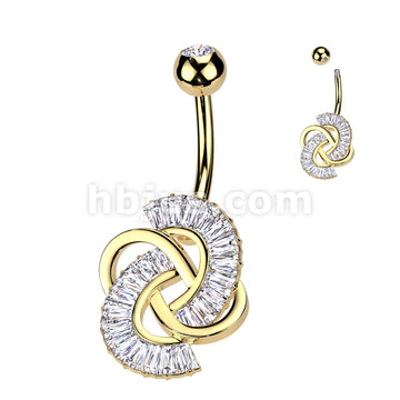 316L Surgical Steel 316L Surgical Steel Baguette CZ Knot Belly Button... - Image 3