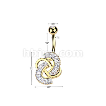 316L Surgical Steel 316L Surgical Steel Baguette CZ Knot Belly Button... - Image 4
