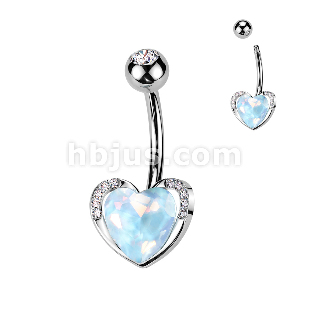 316L Surgical Steel 316L Surgical Steel Aqua Aurora Borealis Heart CZ... - Image 2