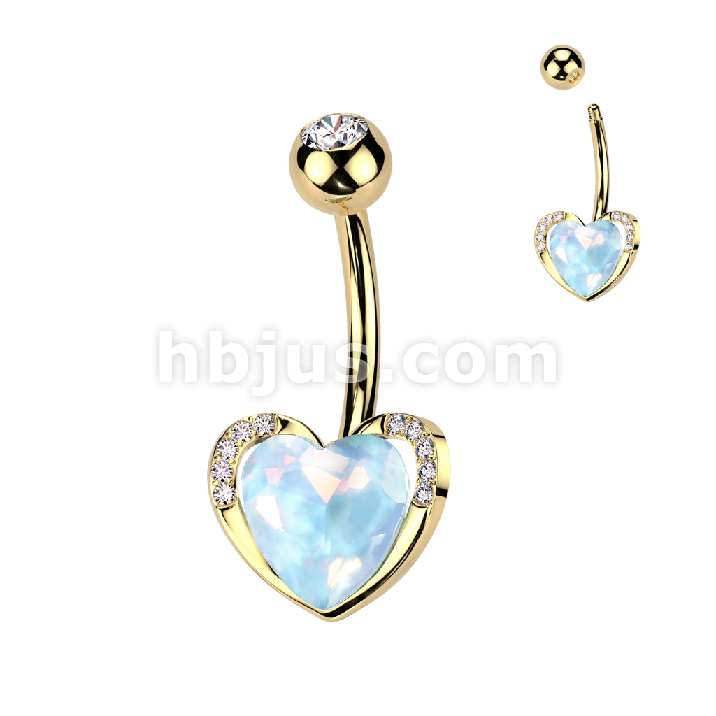 316L Surgical Steel 316L Surgical Steel Aqua Aurora Borealis Heart CZ... - Image 3
