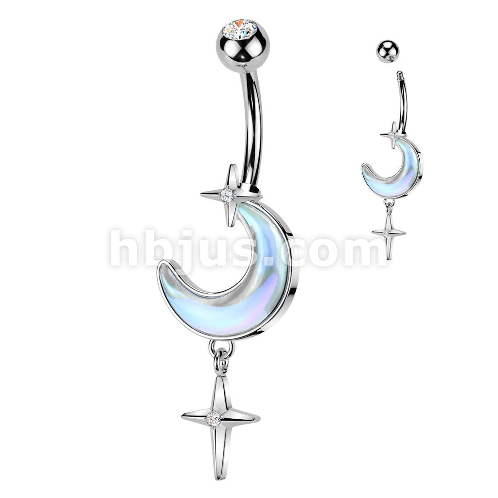 316L Surgical Steel 316L Surgical Steel Aurora Borealis Crescent Moon... - Image 2