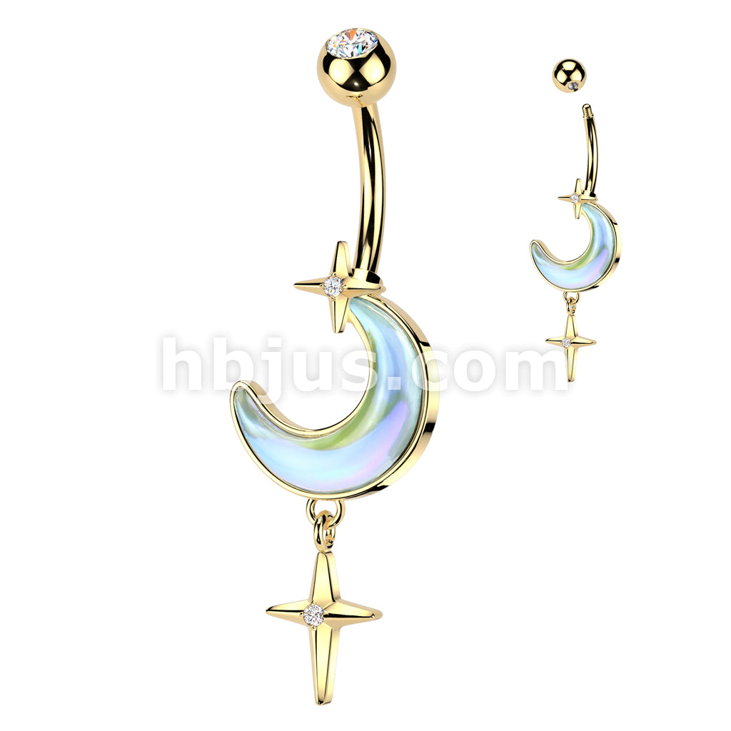316L Surgical Steel 316L Surgical Steel Aurora Borealis Crescent Moon... - Image 3
