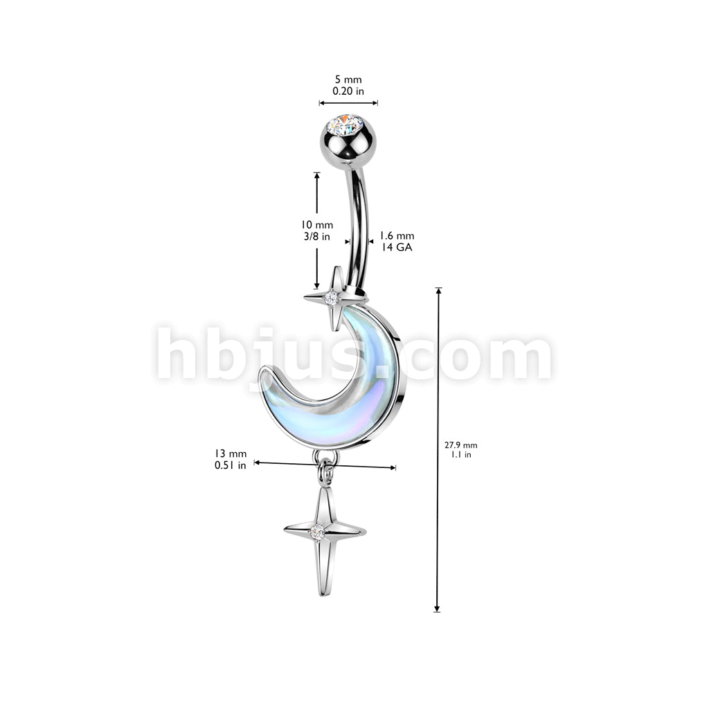 316L Surgical Steel 316L Surgical Steel Aurora Borealis Crescent Moon... - Image 4