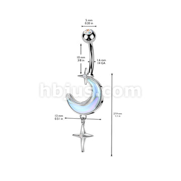 316L Surgical Steel 316L Surgical Steel Aurora Borealis Crescent Moon... - Image 4