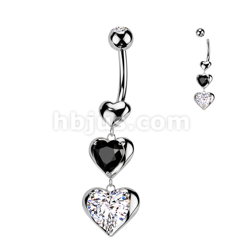 316L Surgical Steel 316L Surgical Steel Triple Heart Dangle Belly... - Image 2