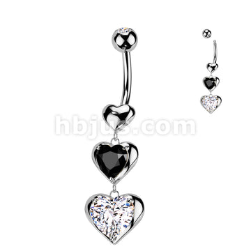 316L Surgical Steel 316L Surgical Steel Triple Heart Dangle Belly... - Image 2