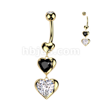 316L Surgical Steel 316L Surgical Steel Triple Heart Dangle Belly... - Image 3