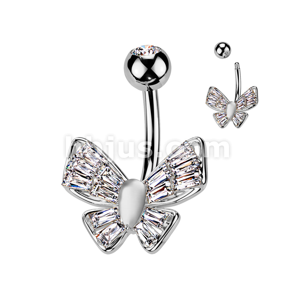 316L Surgical Steel 316L Surgical Steel CZ Butterfly With Cat's Eye... - Image 2