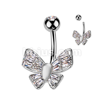 316L Surgical Steel 316L Surgical Steel CZ Butterfly With Cat's Eye... - Image 2