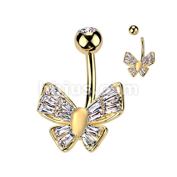316L Surgical Steel 316L Surgical Steel CZ Butterfly With Cat's Eye... - Image 3
