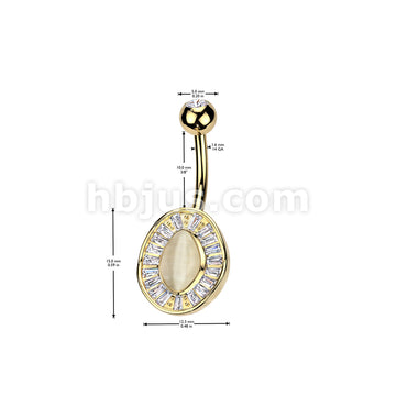 316L Surgical Steel 316L Surgical Steel Baguette CZ Edge With Cat's Eye... - Image 4