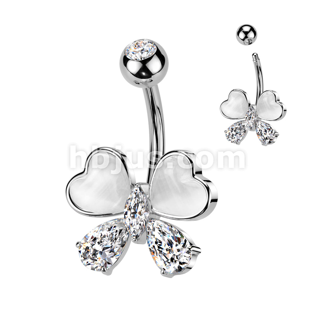 316L Surgical Steel 316L Surgical Steel CZ and Cat's Eye Stone Hearts... - Image 2