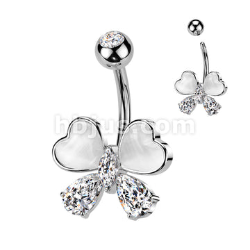 316L Surgical Steel 316L Surgical Steel CZ and Cat's Eye Stone Hearts... - Image 2