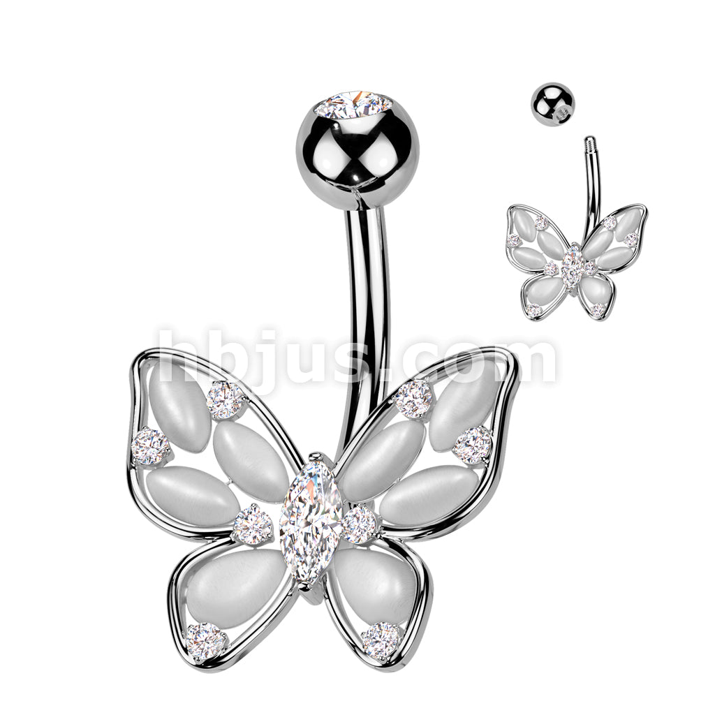 316L Surgical Steel 316L Surgical Steel Cat's Eye Butterfly Belly... - Image 2