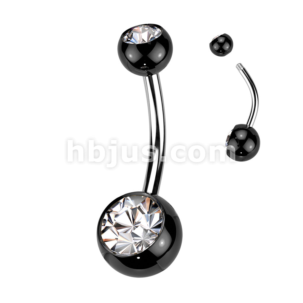 316L Surgical Steel Acrylic Double Jeweled Belly Ring With 316L... - Image 9