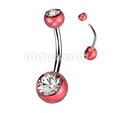 316L Surgical Steel Acrylic Double Jeweled Belly Ring With 316L... - Image 10