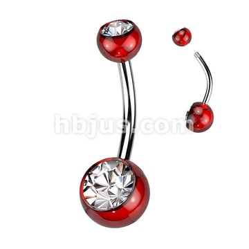 316L Surgical Steel Acrylic Double Jeweled Belly Ring With 316L... - Image 11