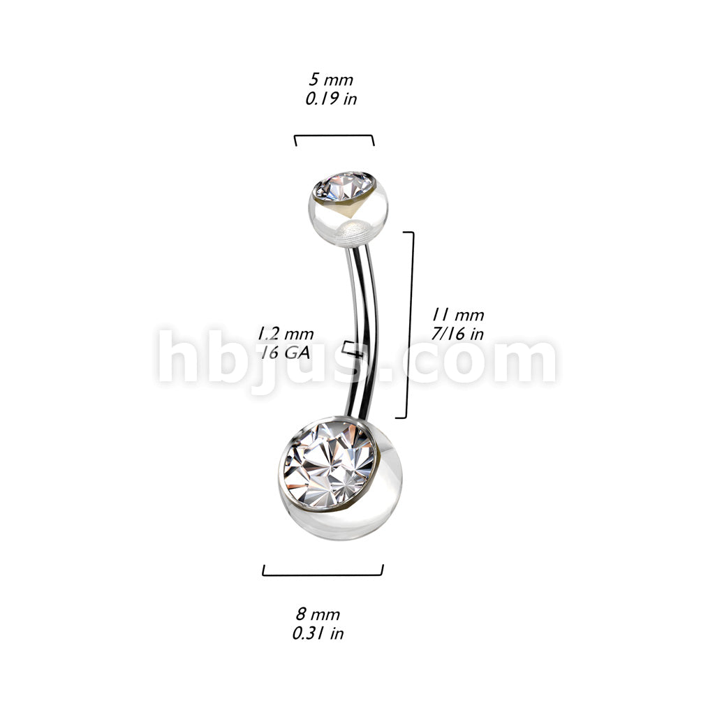 316L Surgical Steel Acrylic Double Jeweled Belly Ring With 316L... - Image 12