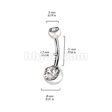 316L Surgical Steel Acrylic Double Jeweled Belly Ring With 316L... - Image 12