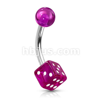 Arcrylic Dice 316L Surgical Steel Belly Button Rings - Image 2