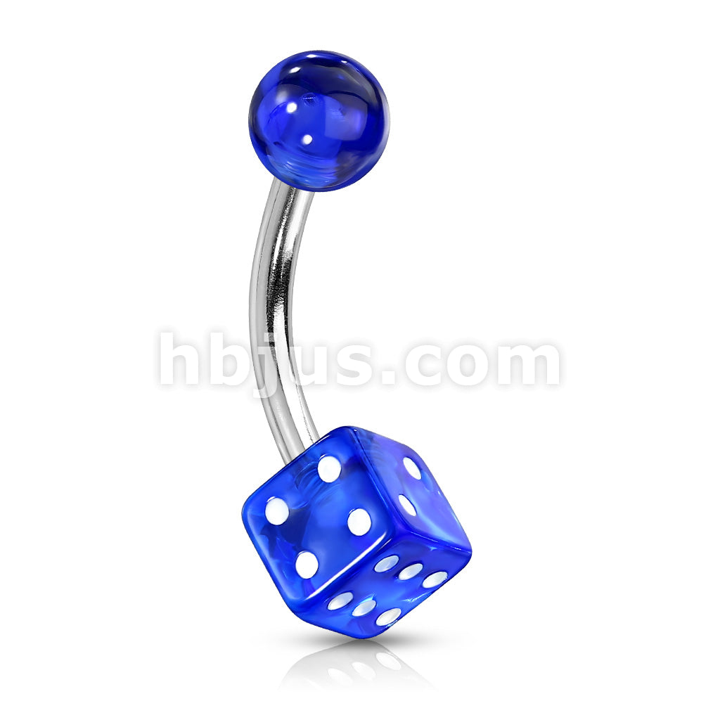 Arcrylic Dice 316L Surgical Steel Belly Button Rings - Image 3