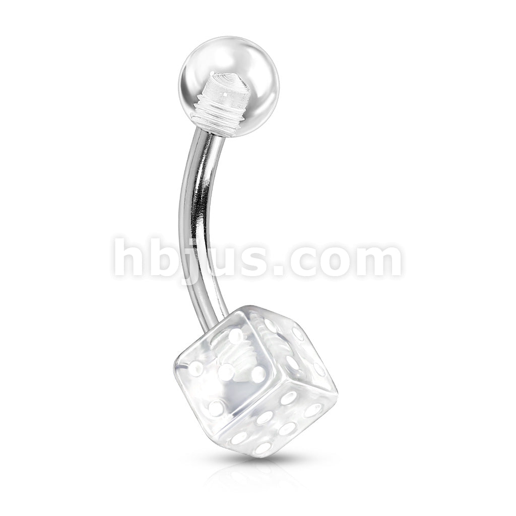 Arcrylic Dice 316L Surgical Steel Belly Button Rings - Image 4