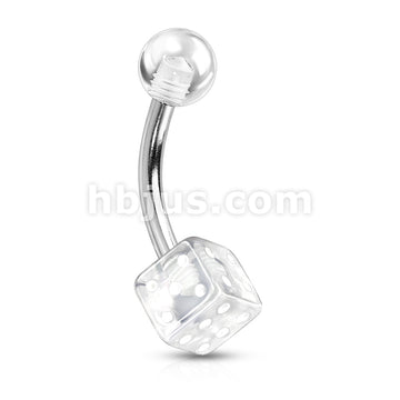 Arcrylic Dice 316L Surgical Steel Belly Button Rings - Image 4
