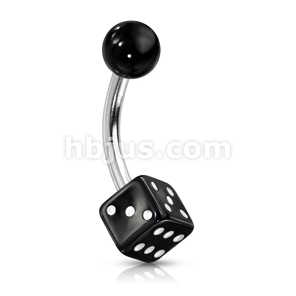 Arcrylic Dice 316L Surgical Steel Belly Button Rings - Image 5
