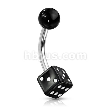 Arcrylic Dice 316L Surgical Steel Belly Button Rings - Image 5