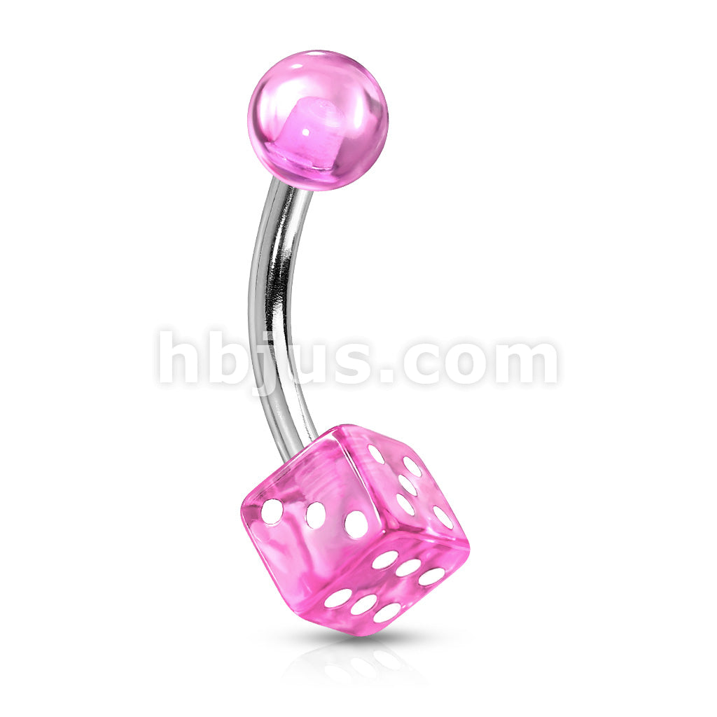 Arcrylic Dice 316L Surgical Steel Belly Button Rings - Image 6