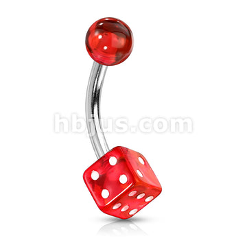 Arcrylic Dice 316L Surgical Steel Belly Button Rings - Image 7