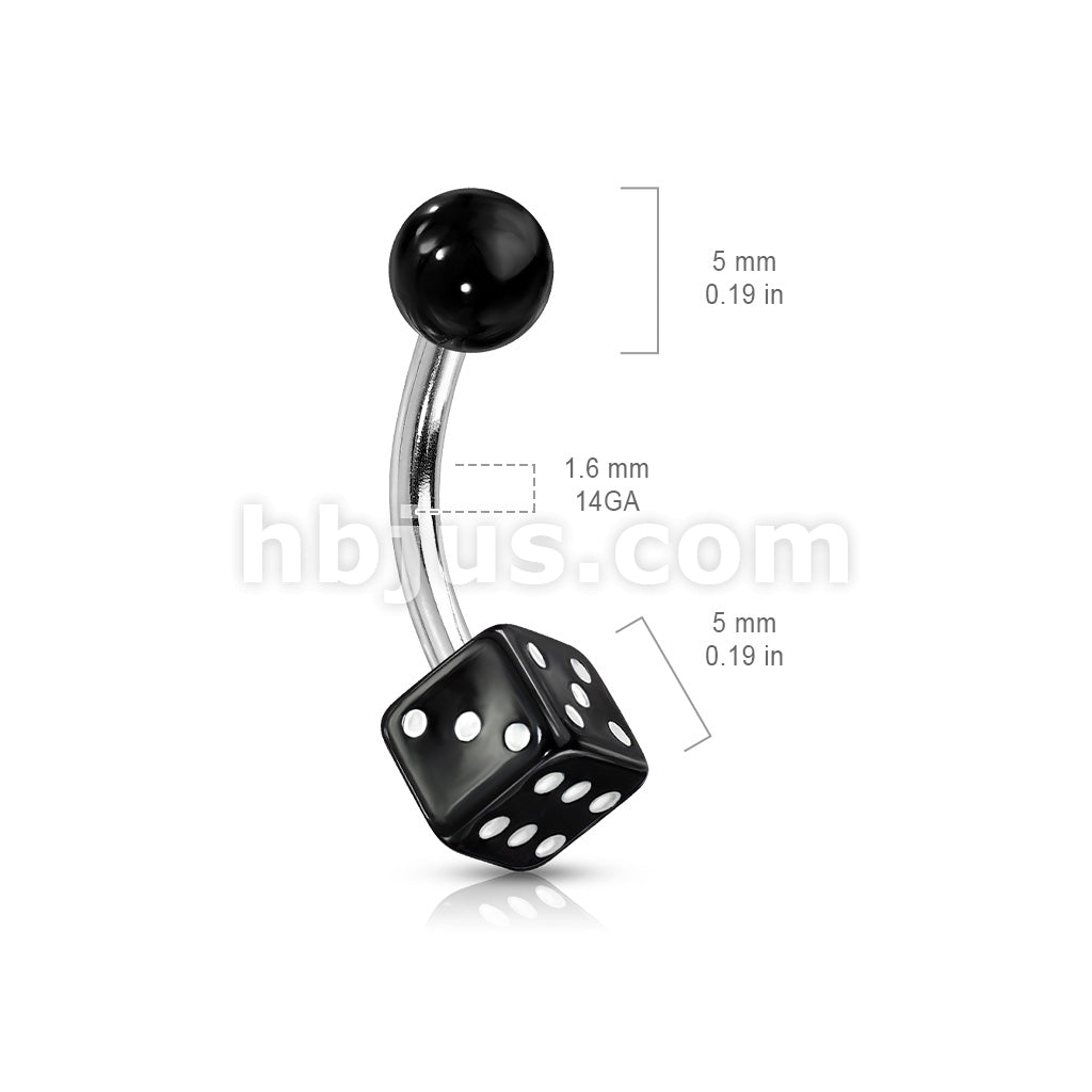 Arcrylic Dice 316L Surgical Steel Belly Button Rings - Image 8