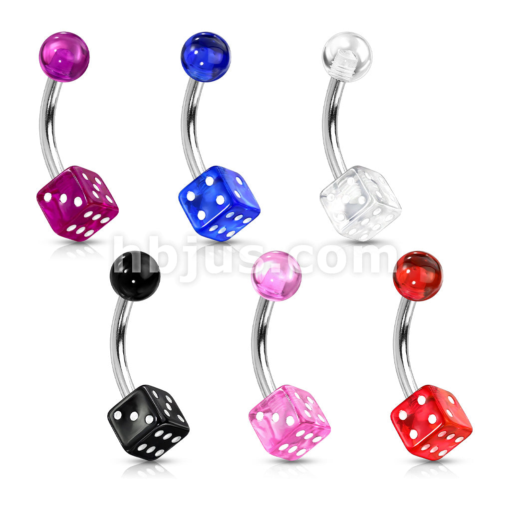 Arcrylic Dice 316L Surgical Steel Belly Button Rings - Image 9