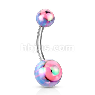 Eyeball Metallic Coated 316L Surgical Steel Navel Ring - Image 2