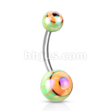 Eyeball Metallic Coated 316L Surgical Steel Navel Ring - Image 3