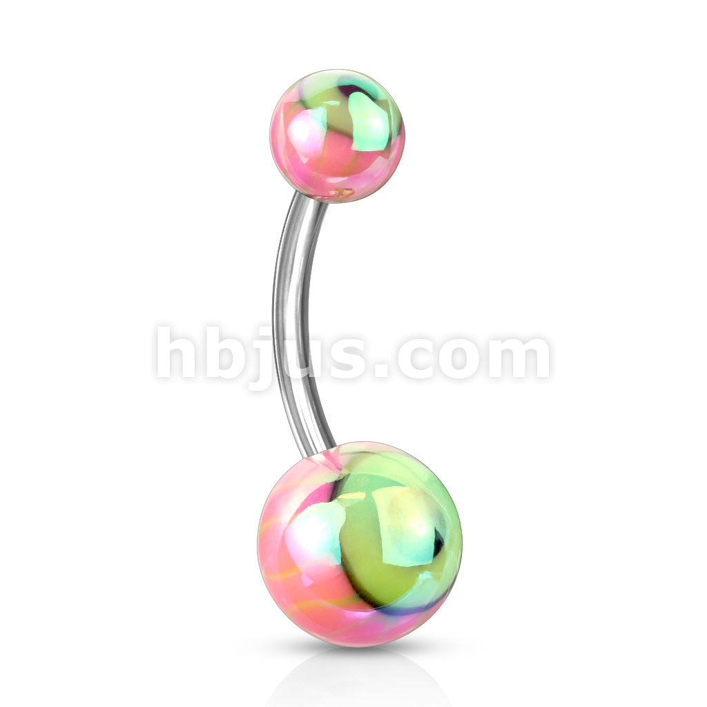 Eyeball Metallic Coated 316L Surgical Steel Navel Ring - Image 5
