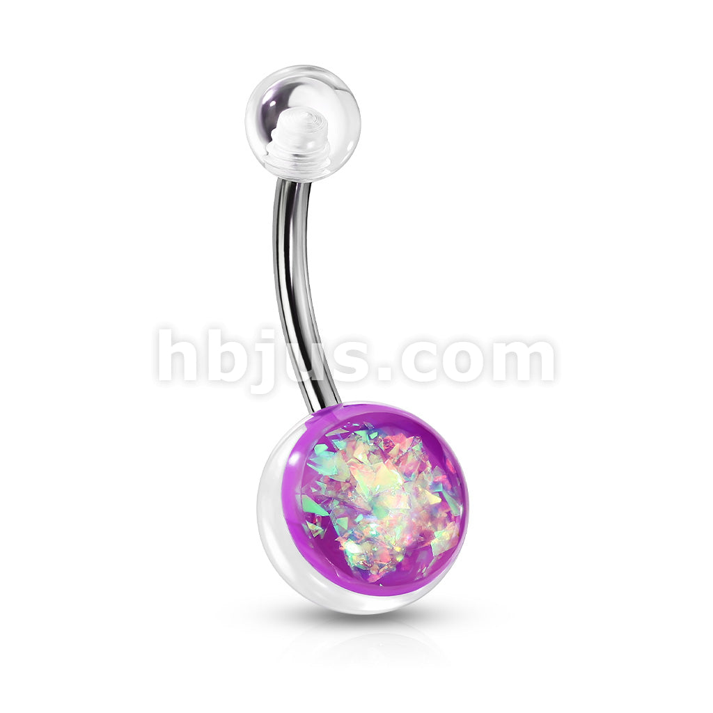 316L Surgical Steel Opal Glitter Set On Clear Acrylic Ball 316L... - Image 3