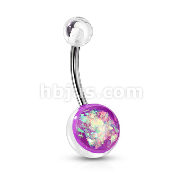 316L Surgical Steel Opal Glitter Set On Clear Acrylic Ball 316L... - Image 3