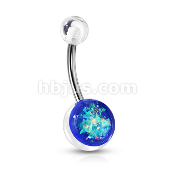316L Surgical Steel Opal Glitter Set On Clear Acrylic Ball 316L... - Image 4