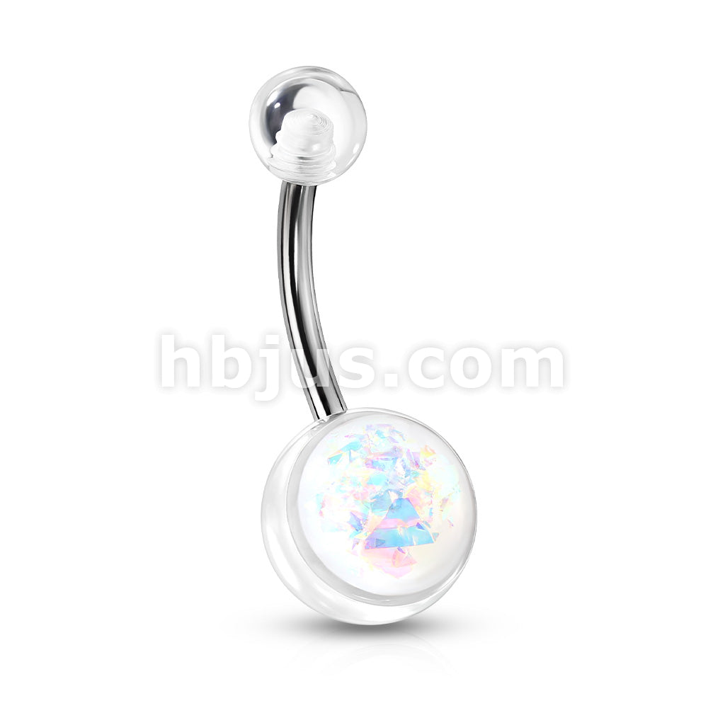 316L Surgical Steel Opal Glitter Set On Clear Acrylic Ball 316L... - Image 5