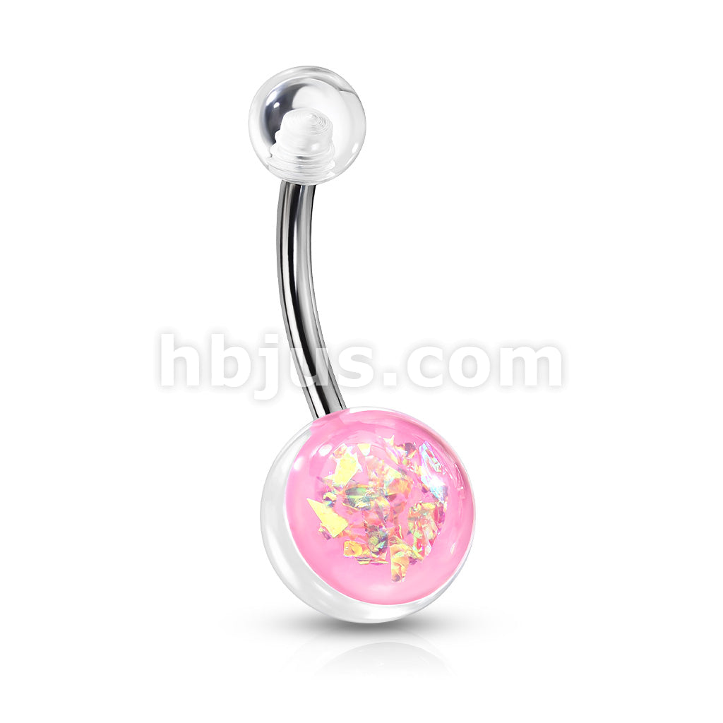 316L Surgical Steel Opal Glitter Set On Clear Acrylic Ball 316L... - Image 7