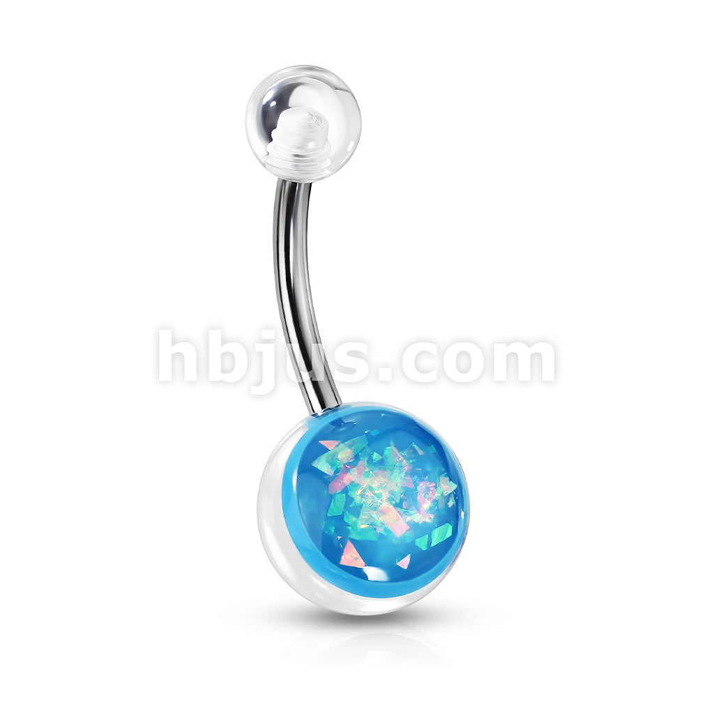 316L Surgical Steel Opal Glitter Set On Clear Acrylic Ball 316L... - Image 8