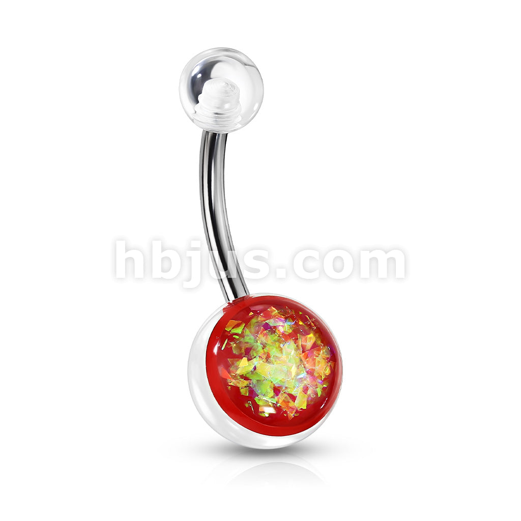 316L Surgical Steel Opal Glitter Set On Clear Acrylic Ball 316L... - Image 9