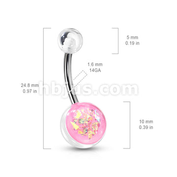 316L Surgical Steel Opal Glitter Set On Clear Acrylic Ball 316L... - Image 10