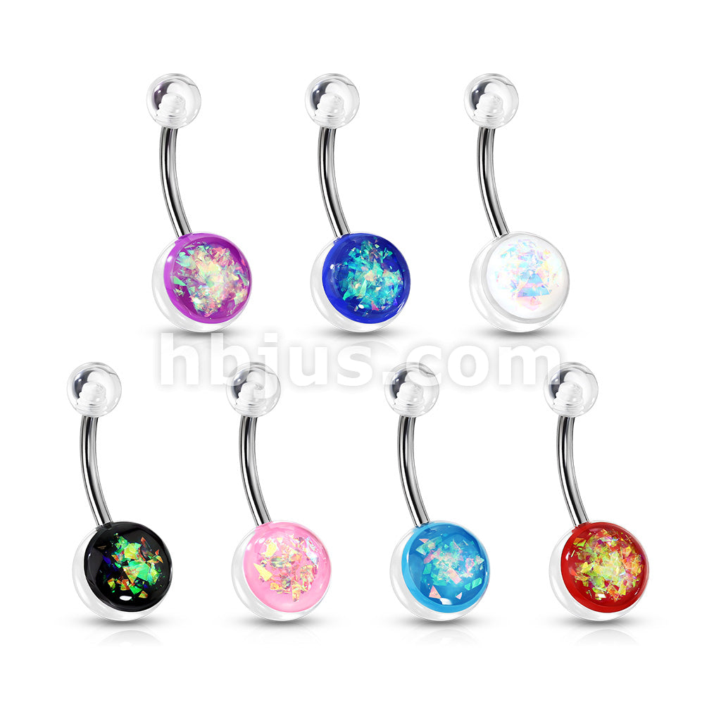 316L Surgical Steel Opal Glitter Set On Clear Acrylic Ball 316L... - Image 11